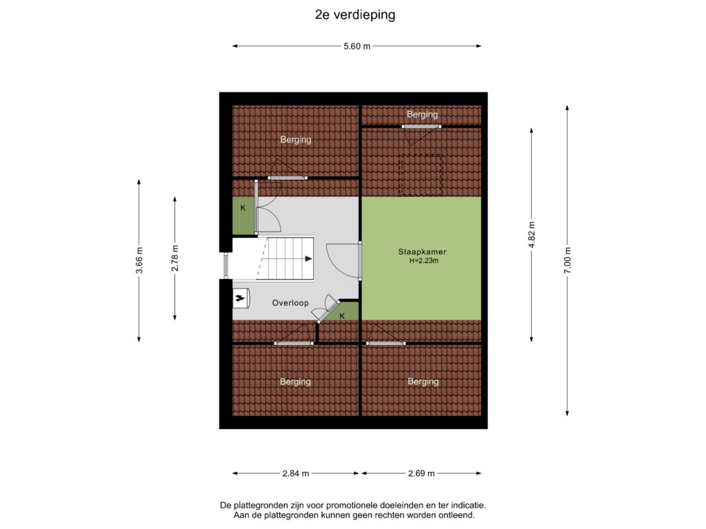 View floorplan of 2e verdieping of Schoolstraat 24