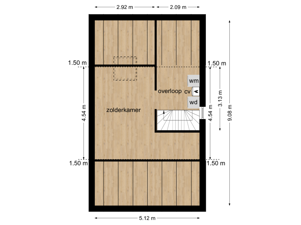 View floorplan of Zolder of Marsstraat 20