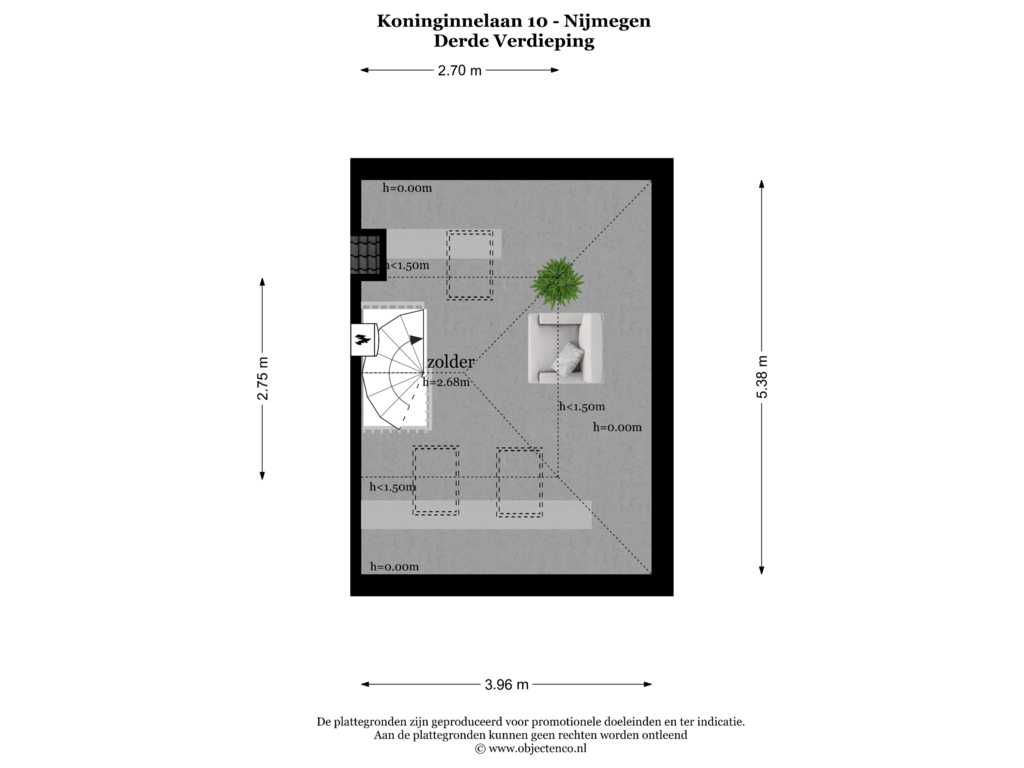 Bekijk plattegrond van Derde Verdieping van Koninginnelaan 10