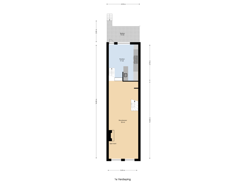 Bekijk plattegrond van 1e Verdieping van Peperstraat 82