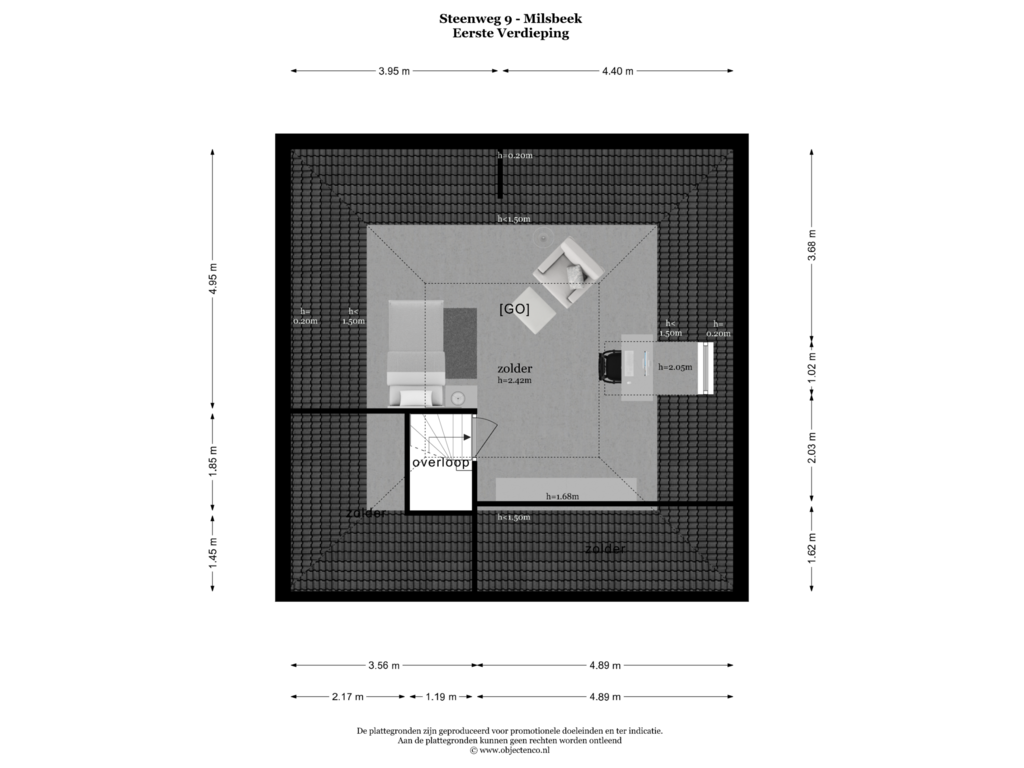 Bekijk plattegrond van EERSTE VERDIEPING van Steenweg 9