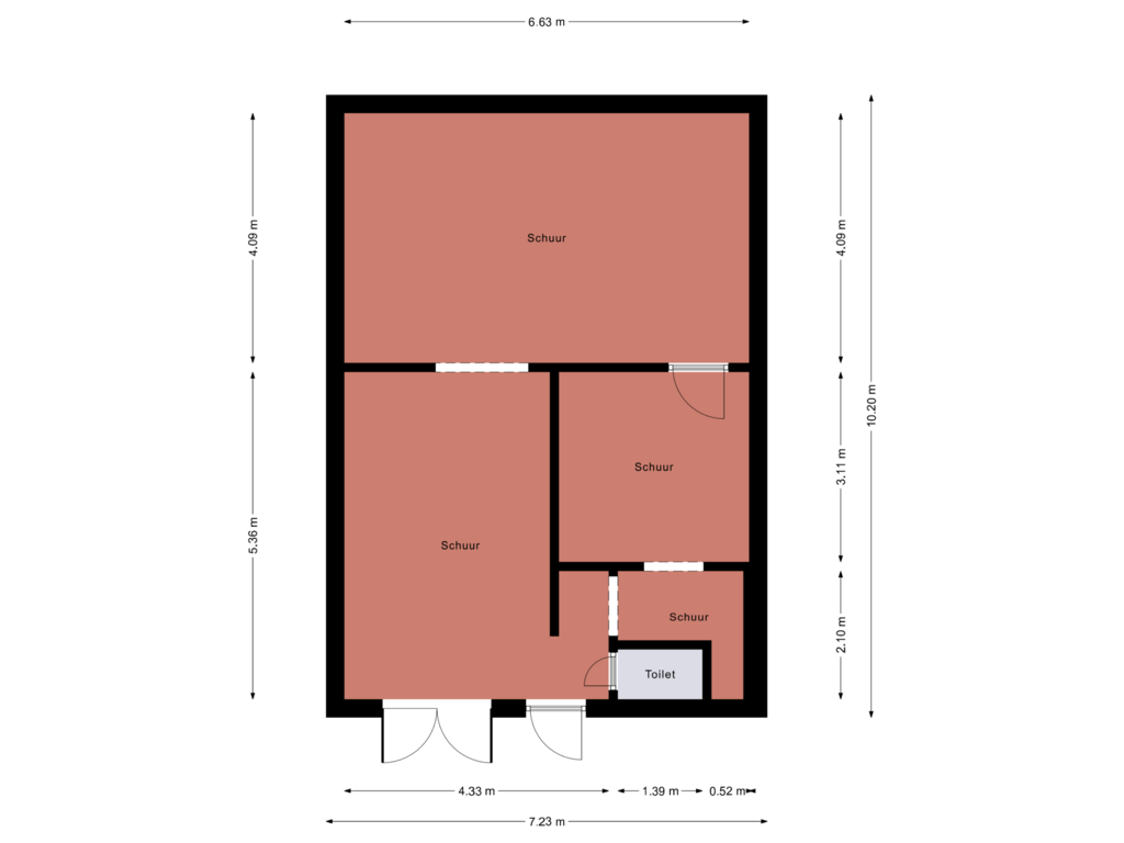 View floorplan of Schuren (onder huis) of Bladderswijk OZ 89