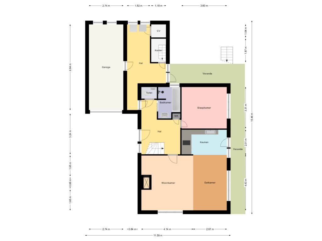 View floorplan of Begane Grond of Bladderswijk OZ 89