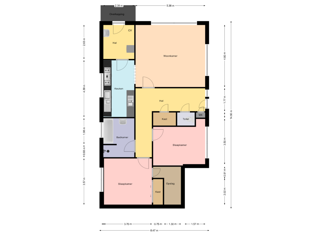 View floorplan of Vakantiehuisje of Bladderswijk OZ 89