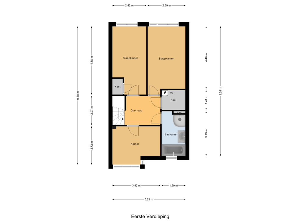 Bekijk plattegrond van Eerste Verdieping van Dommelstraat 1