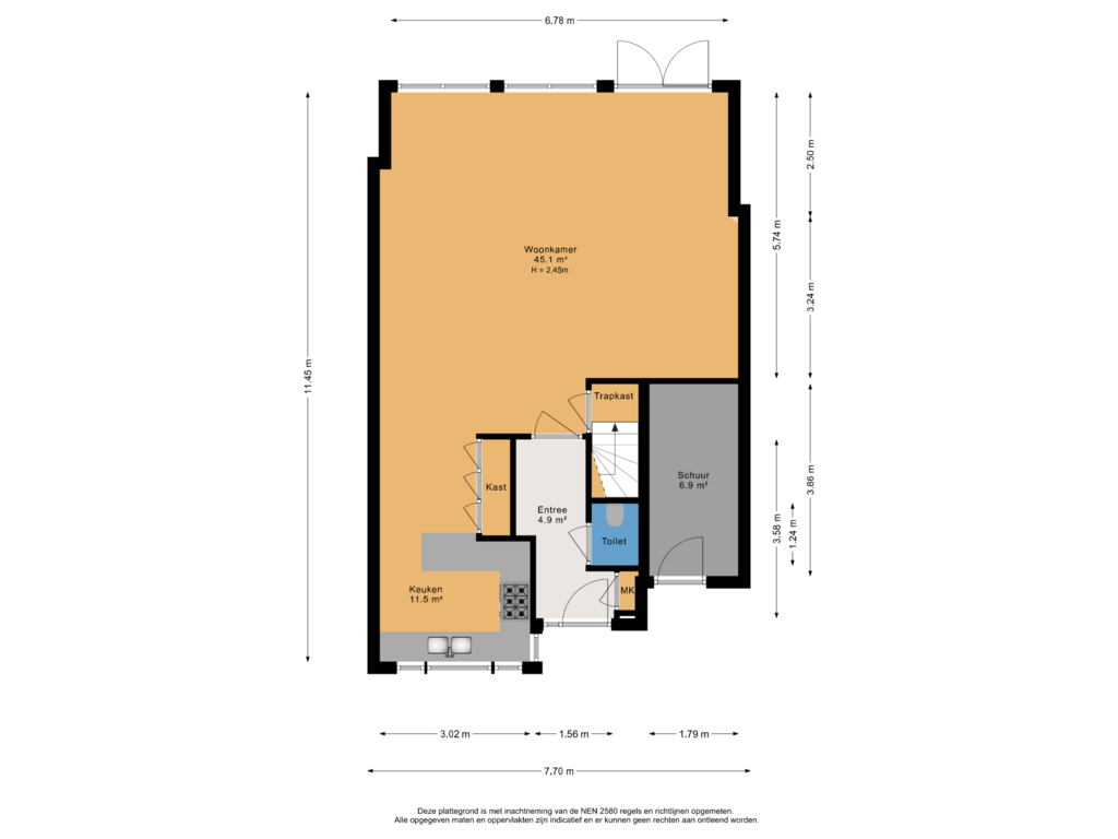 Bekijk plattegrond van Begane grond van Aart van der Leeuwkade 128