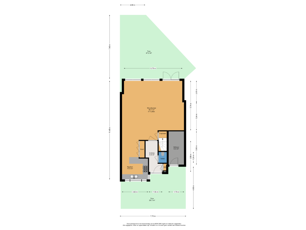 Bekijk plattegrond van Begane grond perceel van Aart van der Leeuwkade 128