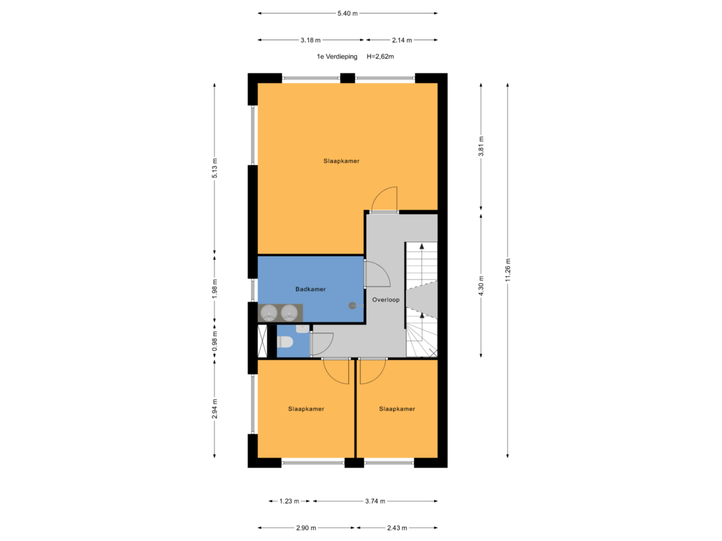 Bekijk plattegrond van 1e Verdieping van Molenpolderstraat 2