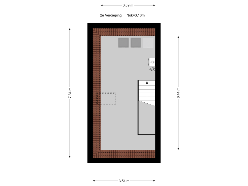 Bekijk plattegrond van 2e Verdieping van Molenpolderstraat 2