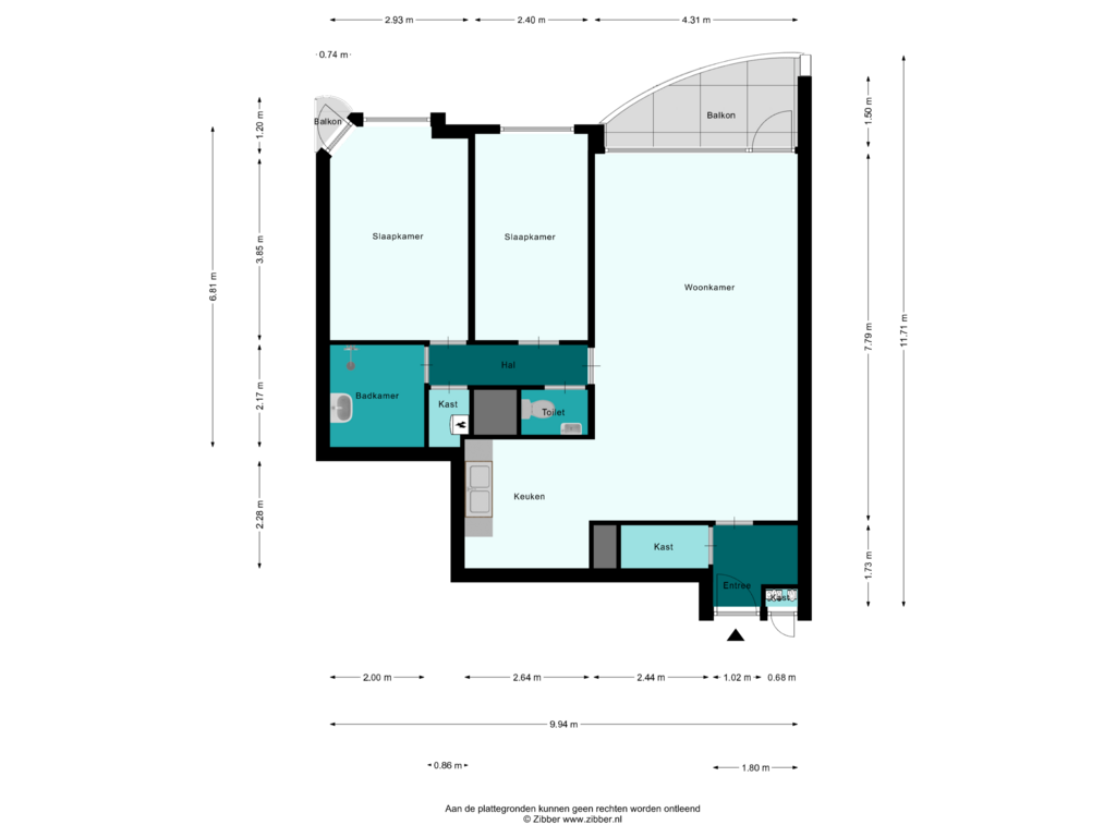 Bekijk plattegrond van Appartement van Zeezigt 286