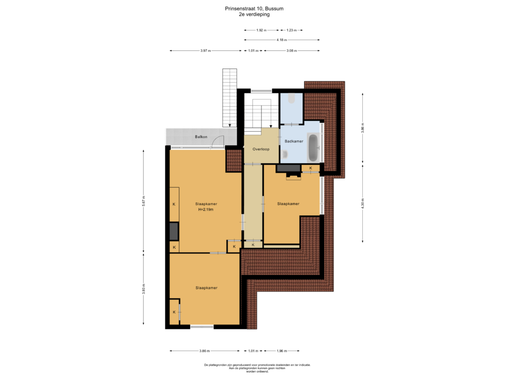 Bekijk plattegrond van 2e verdieping van Prinsenstraat 10