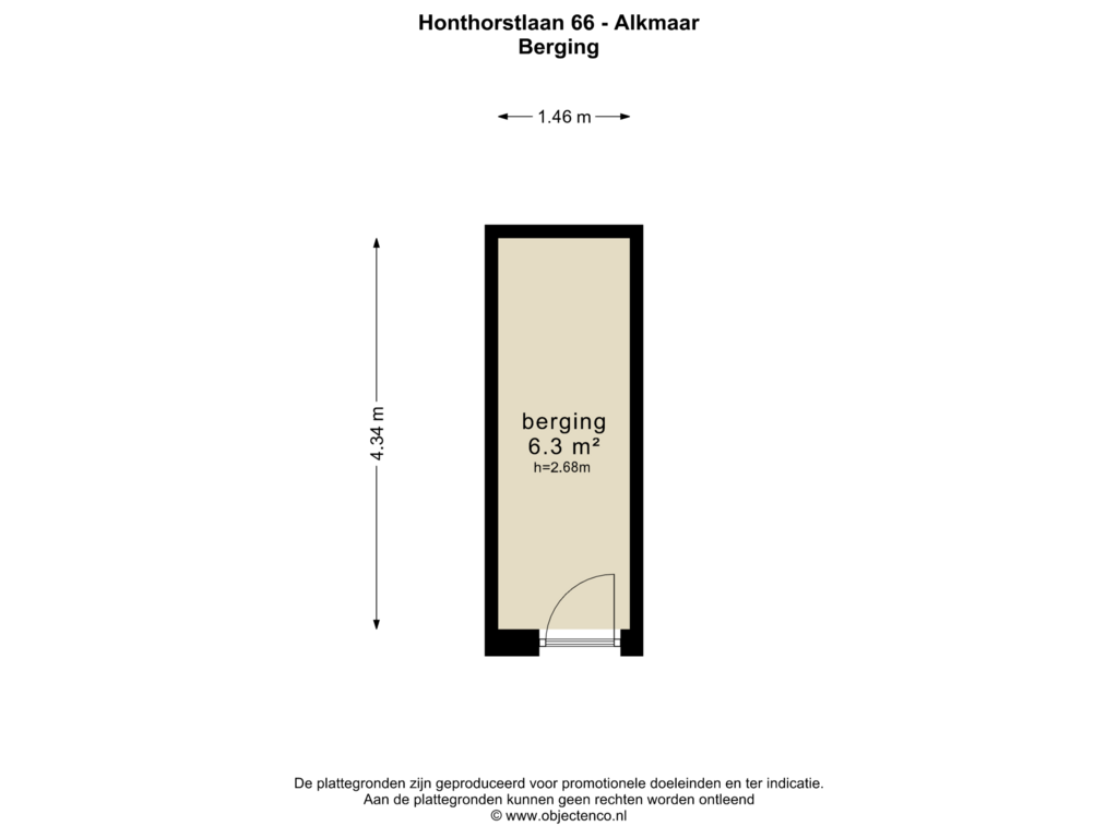 Bekijk plattegrond van BERGING van Honthorstlaan 66