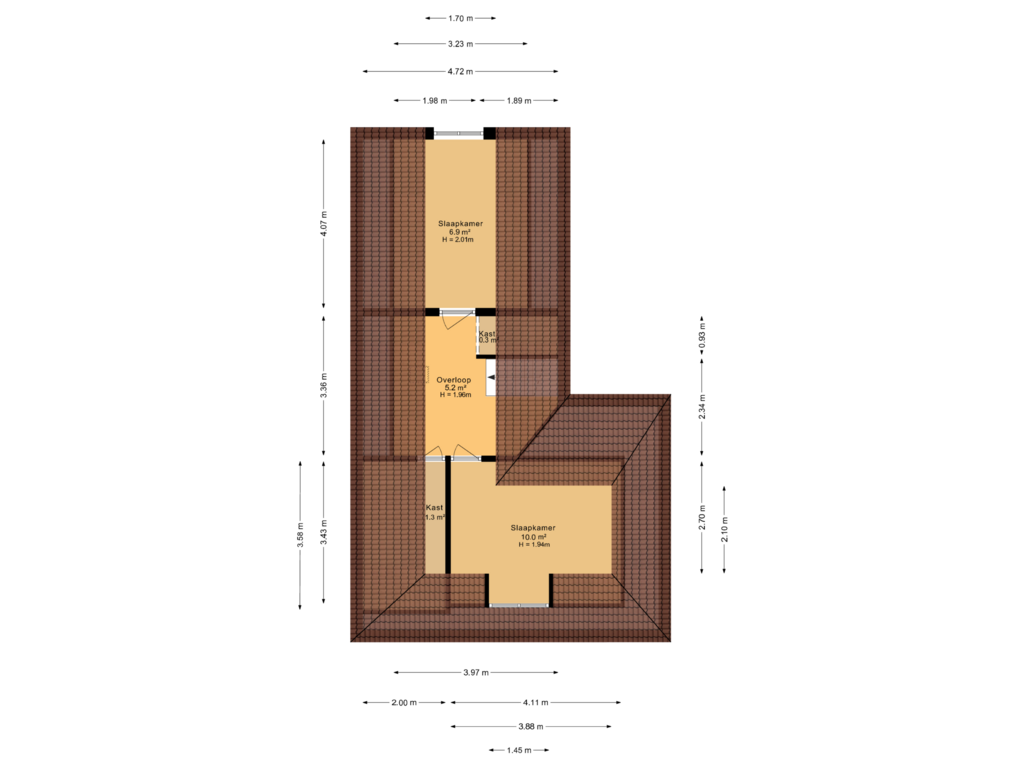 View floorplan of 1e verdieping of Foarwei 61