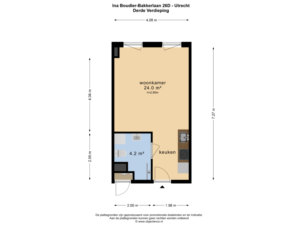 View floorplan of Derde Verdieping of Ina Boudier-Bakkerlaan 26-D