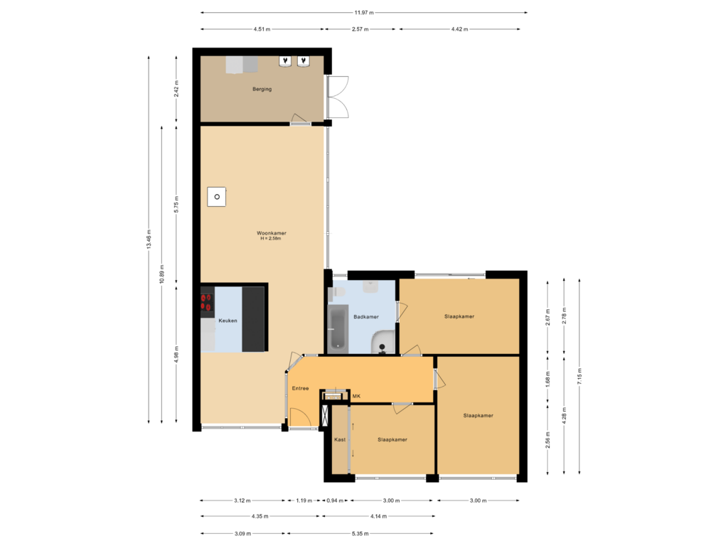 Bekijk plattegrond van Begane grond van Gors 35