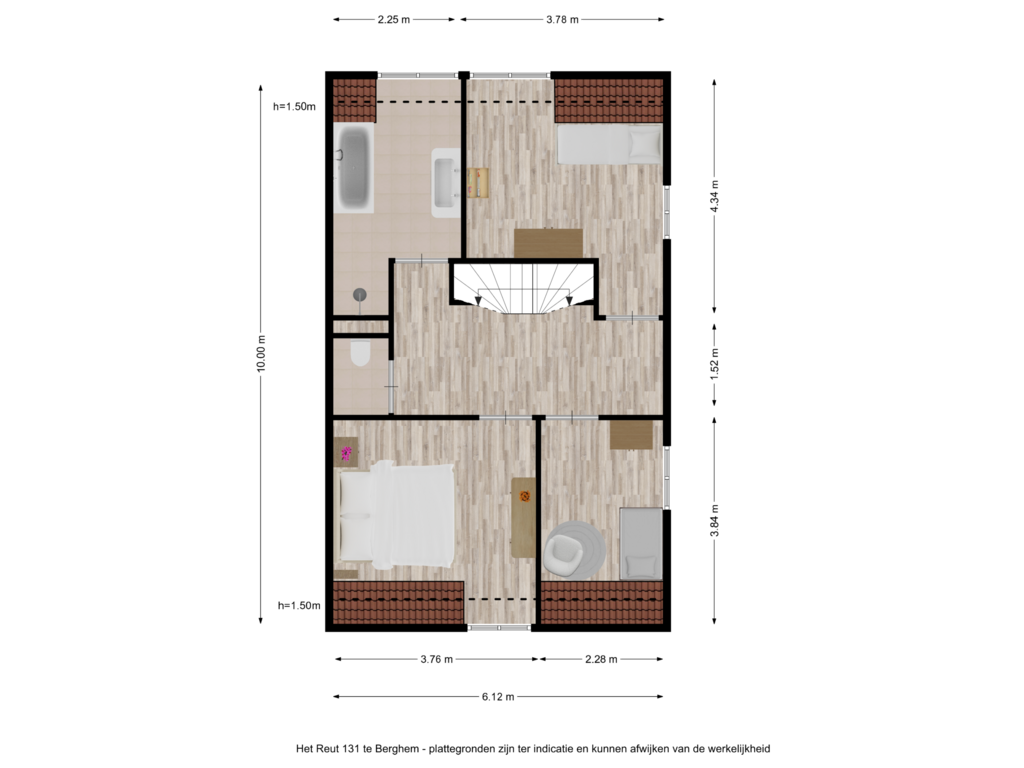 Bekijk plattegrond van Het Reut 131 te Berghem - eerste verdieping van Het Reut 131