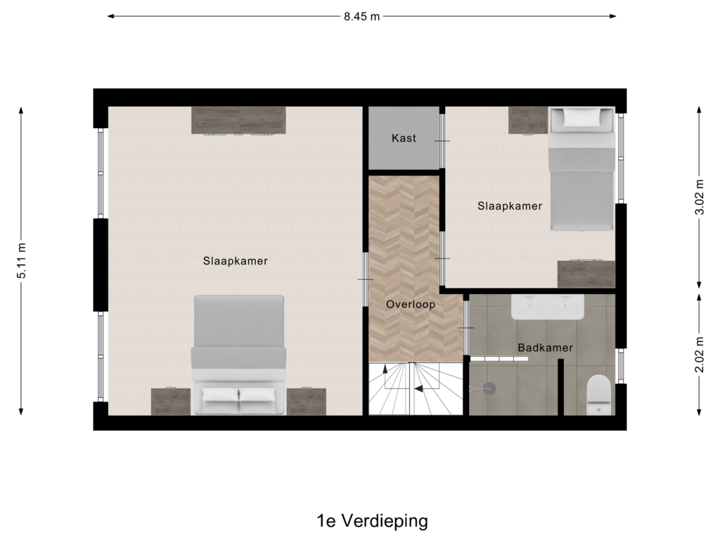 Bekijk plattegrond van 1e Verdieping van Nijverstraat 100