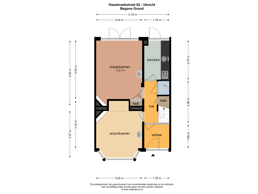 Bekijk plattegrond van Begane Grond van Hasebroekstraat 62