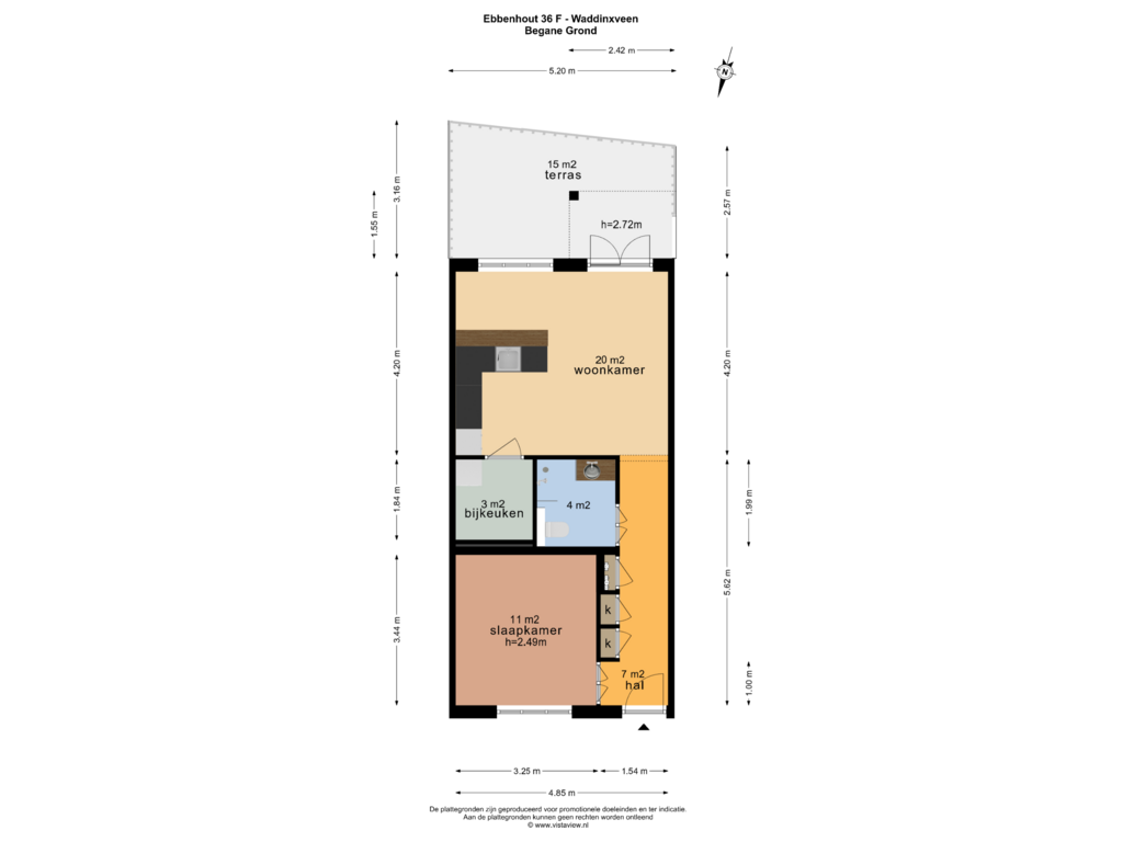 Bekijk plattegrond van BEGANE GROND van Ebbenhout 36-F