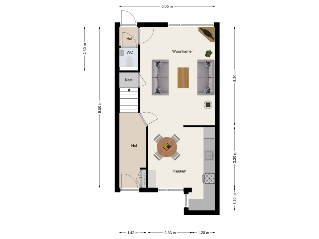 View floorplan of Gelijkvloers of Kurkeikweg 23