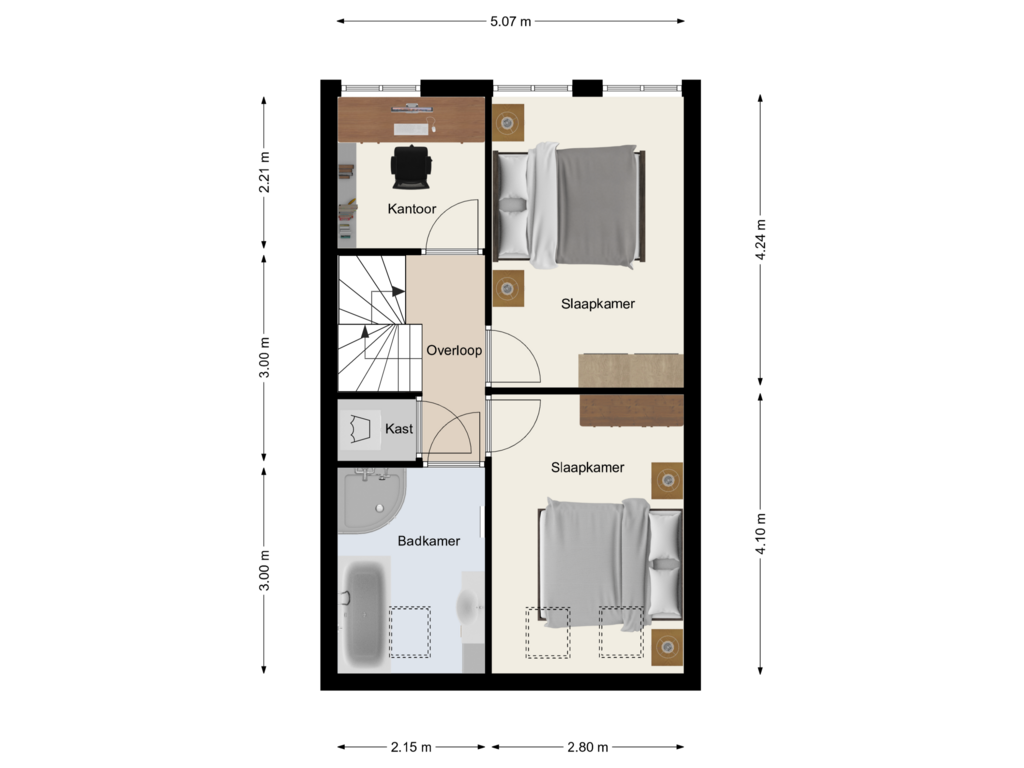 View floorplan of 1ste verdieping of Kurkeikweg 23