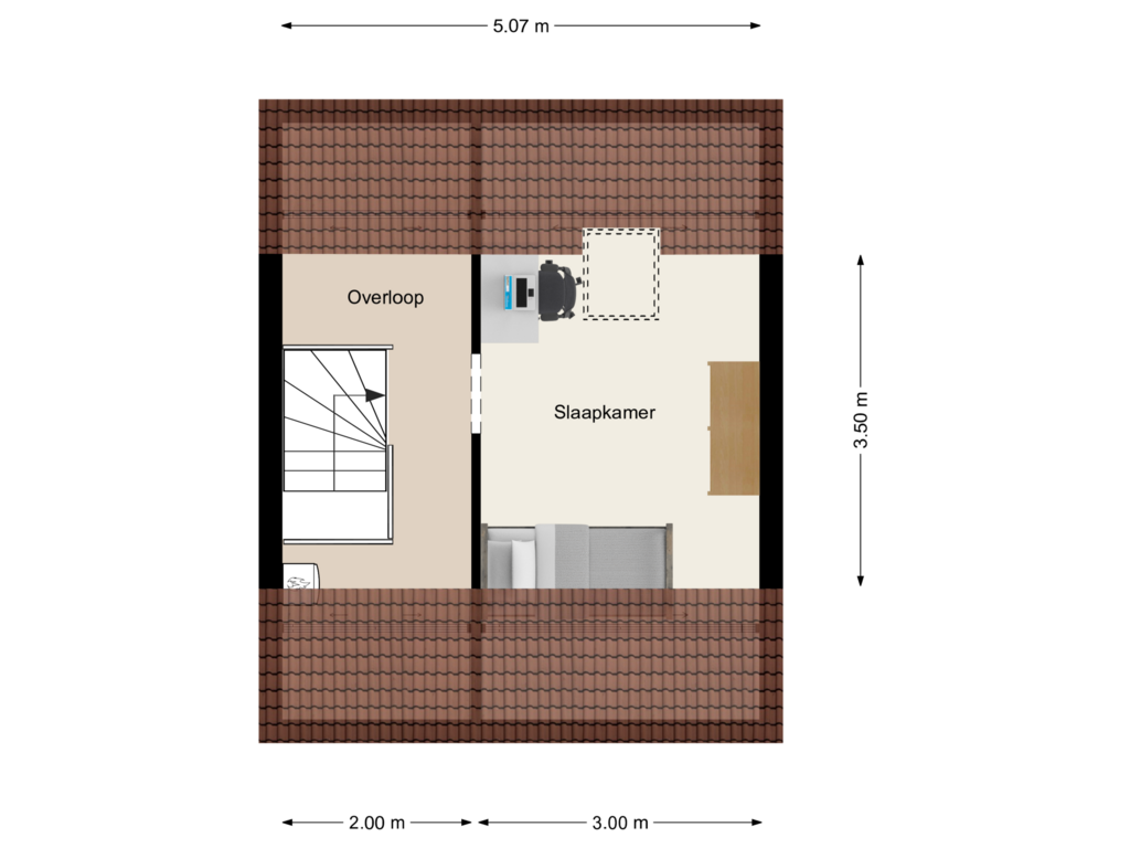 View floorplan of Zolder of Kurkeikweg 23