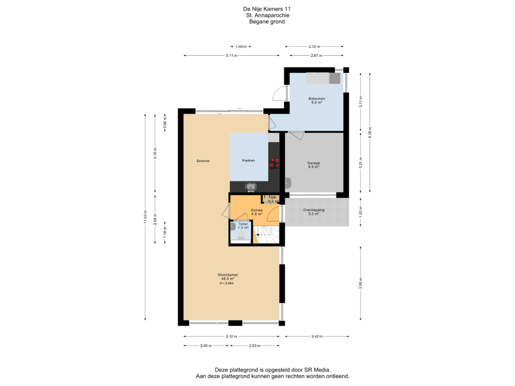 Bekijk plattegrond van Begane grond van De Nije Kamers 11