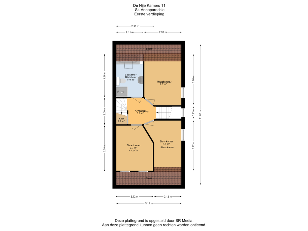 Bekijk plattegrond van Eerste verdieping van De Nije Kamers 11