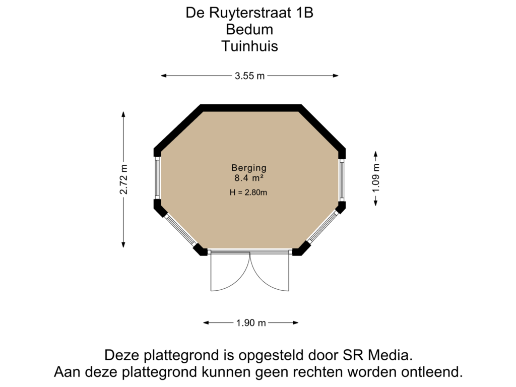 View floorplan of Tuinhuis of De Ruyterstraat 1-B