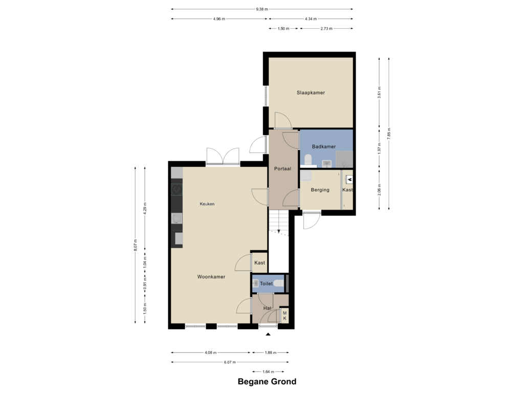 Bekijk plattegrond van Begane Grond van Meers 1-J