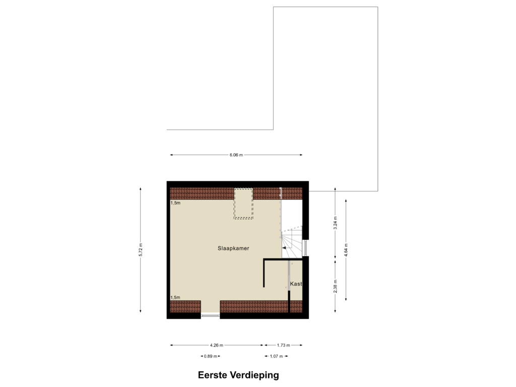 Bekijk plattegrond van Eerste Verdieping van Meers 1-J