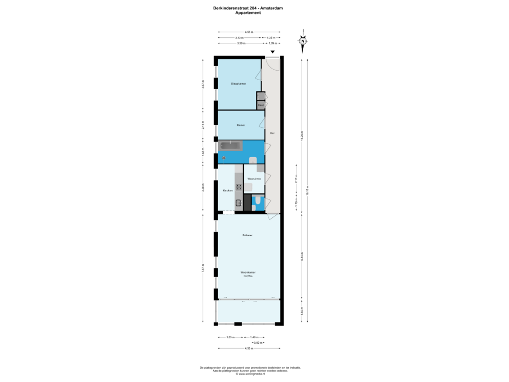 View floorplan of Appartement of Derkinderenstraat 204