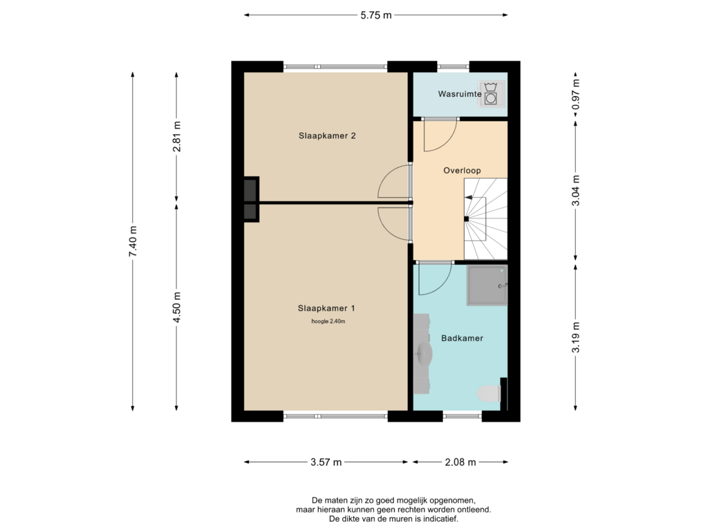 View floorplan of 1e Verdieping of Waterwegstraat 66