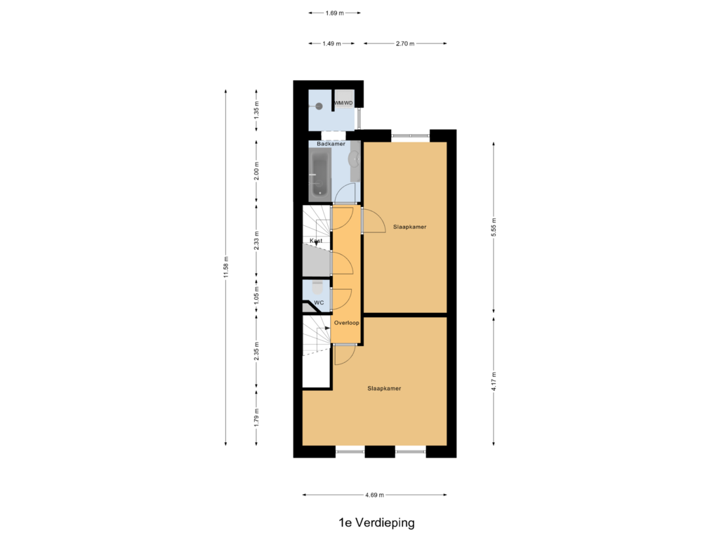 Bekijk plattegrond van 1e Verdieping van Nieuwe Maasstraat 26