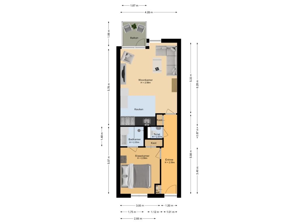 View floorplan of Appartement of Sumatraplein 44