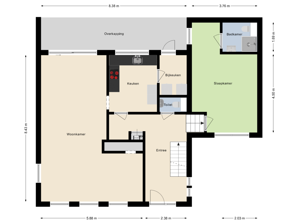 View floorplan of Begane grond of Weverstraat 10