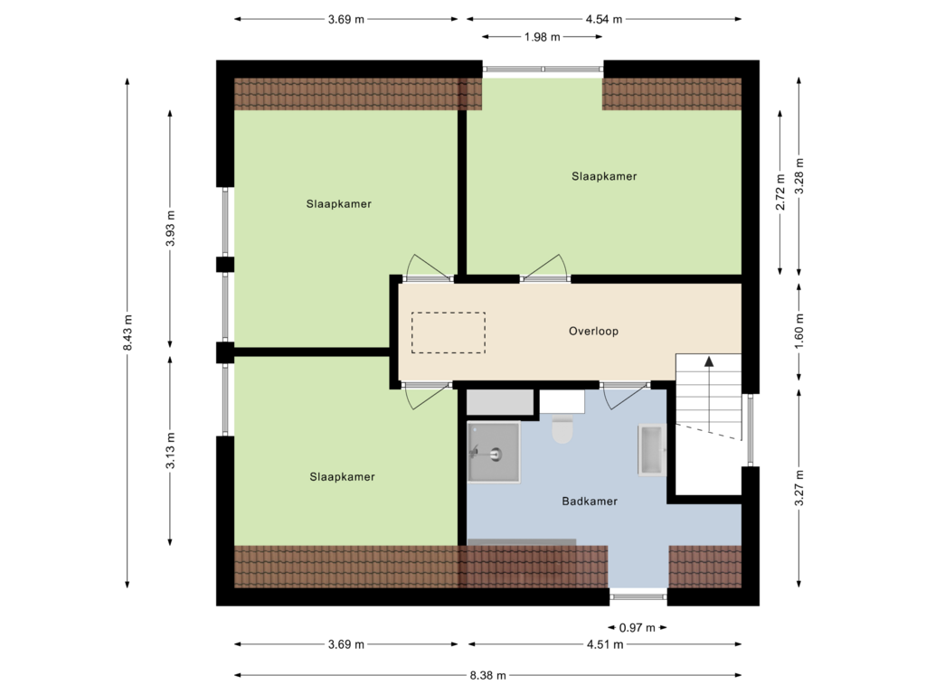 View floorplan of Eerste verdieping of Weverstraat 10