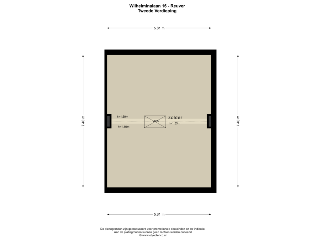 View floorplan of Tweede Verdieping of Wilhelminalaan 16