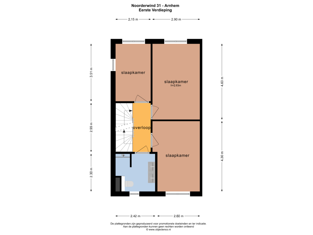 Bekijk plattegrond van EERSTE VERDIEPING van Noorderwind 31