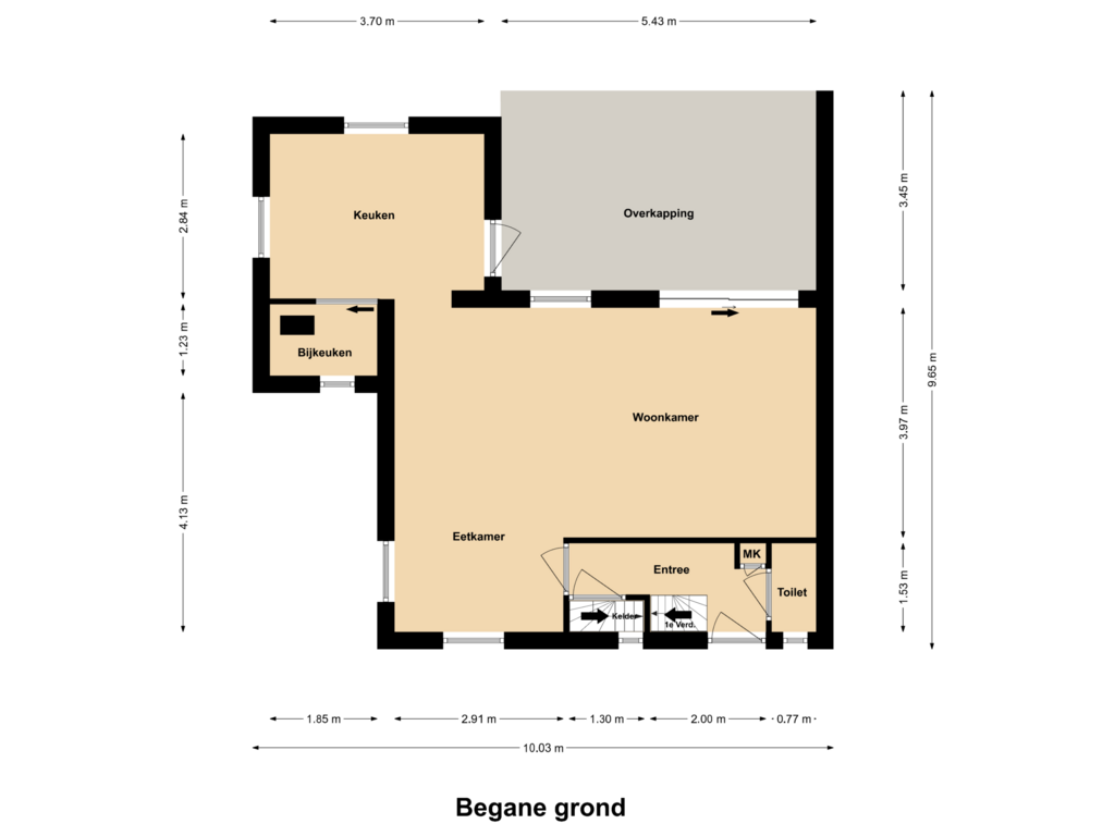 Bekijk plattegrond van Begane Grond van Horsterdijk 15