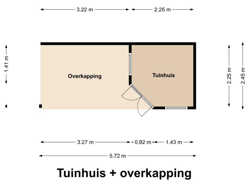 Bekijk plattegrond van Tuinhuis + overkapping van Horsterdijk 15