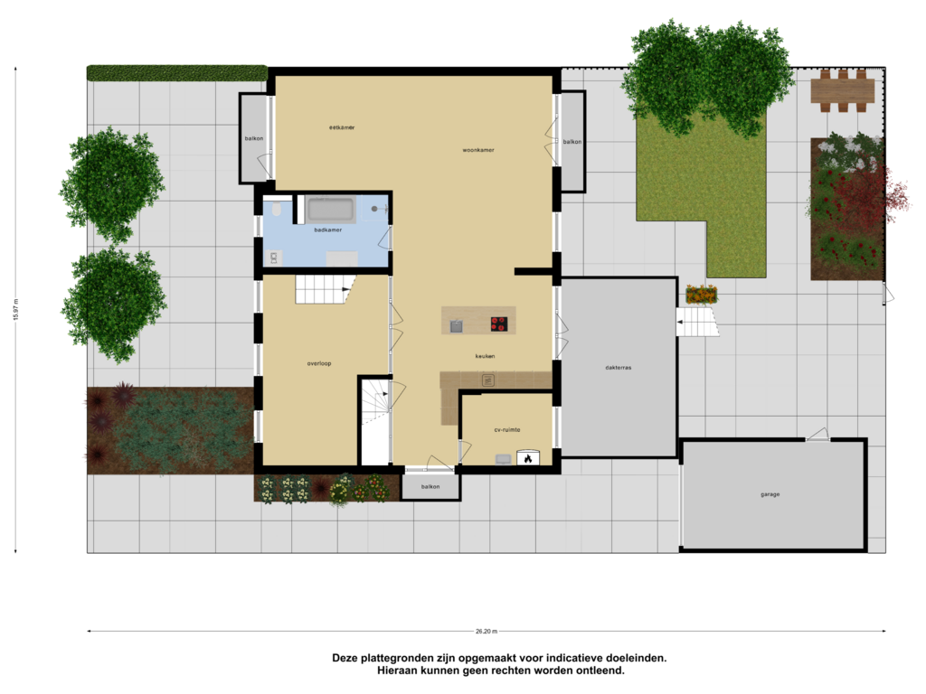 View floorplan of Eerste Verdieping Tuin of Loevestein 7-A