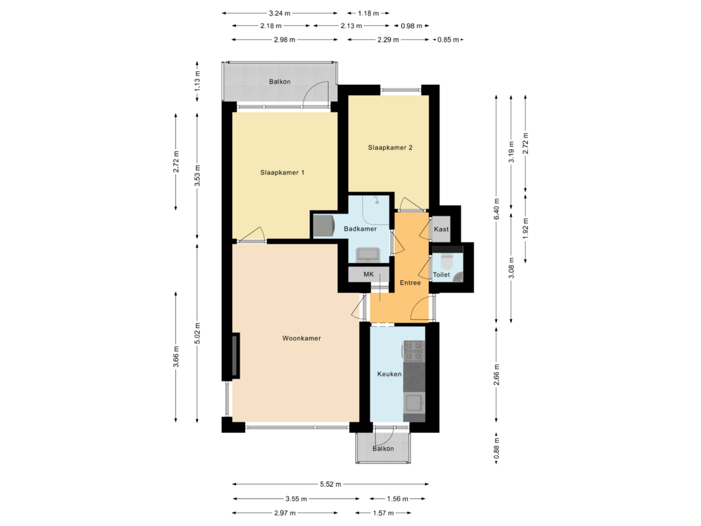 Bekijk plattegrond van Appartement van Burgemeester Van Haarenlaan 1505