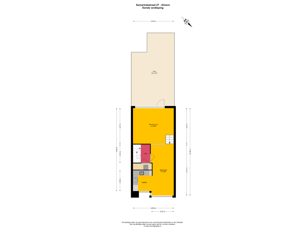 View floorplan of Eerste verdieping of Samarindastraat 27