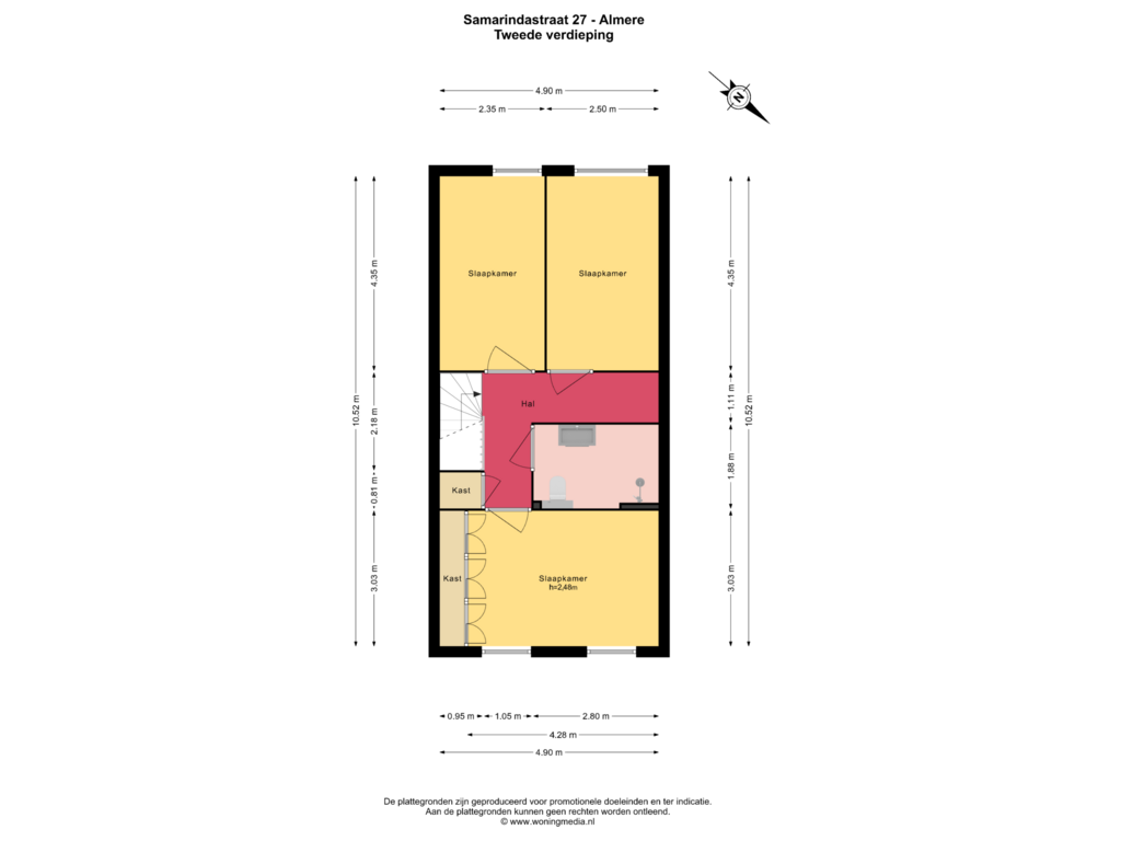 View floorplan of Tweede verdieping of Samarindastraat 27