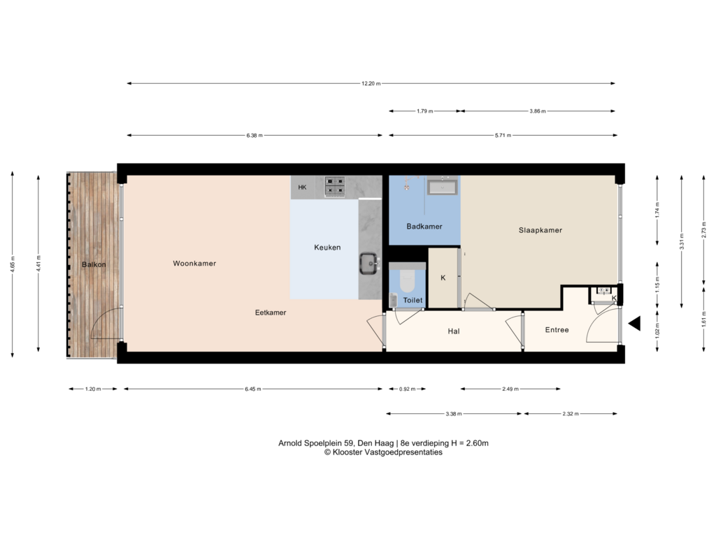 View floorplan of 8e verdieping of Arnold Spoelplein 59