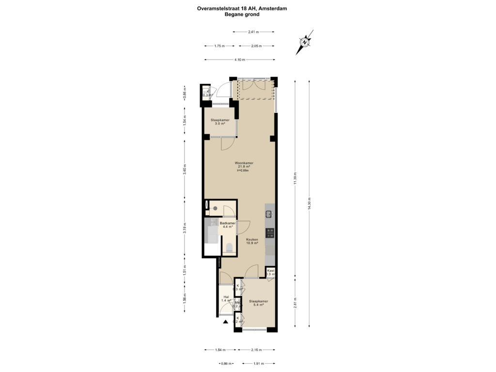 Bekijk plattegrond van Begane grond van Overamstelstraat 18-AH