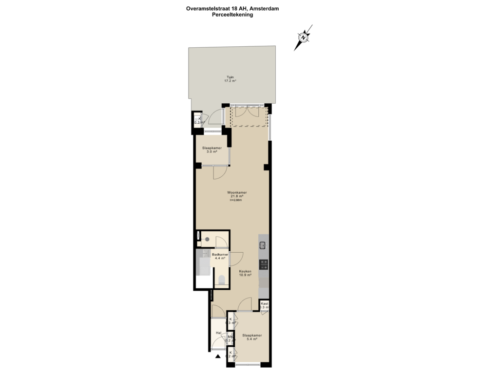 Bekijk plattegrond van Perceeltekening van Overamstelstraat 18-AH