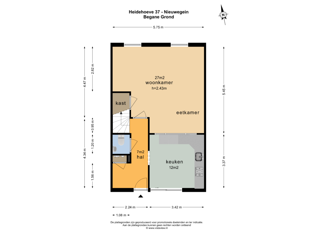 Bekijk plattegrond van Begane Grond van Heidehoeve 37