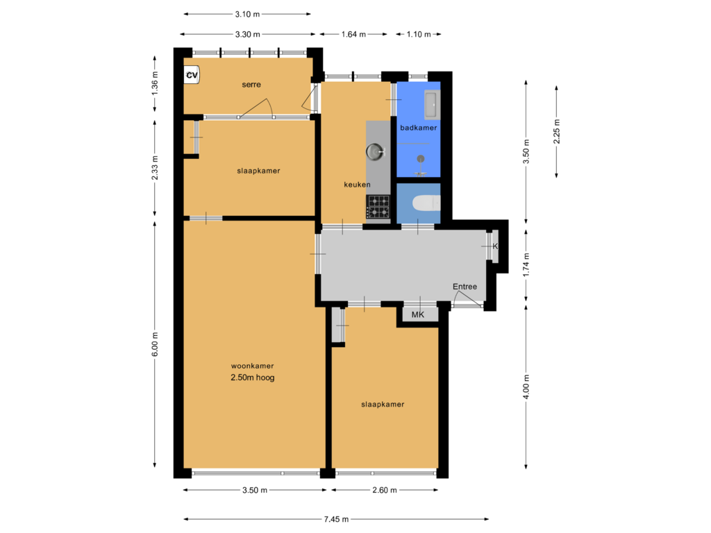 View floorplan of Appartement of M.Nijhoffstraat 242